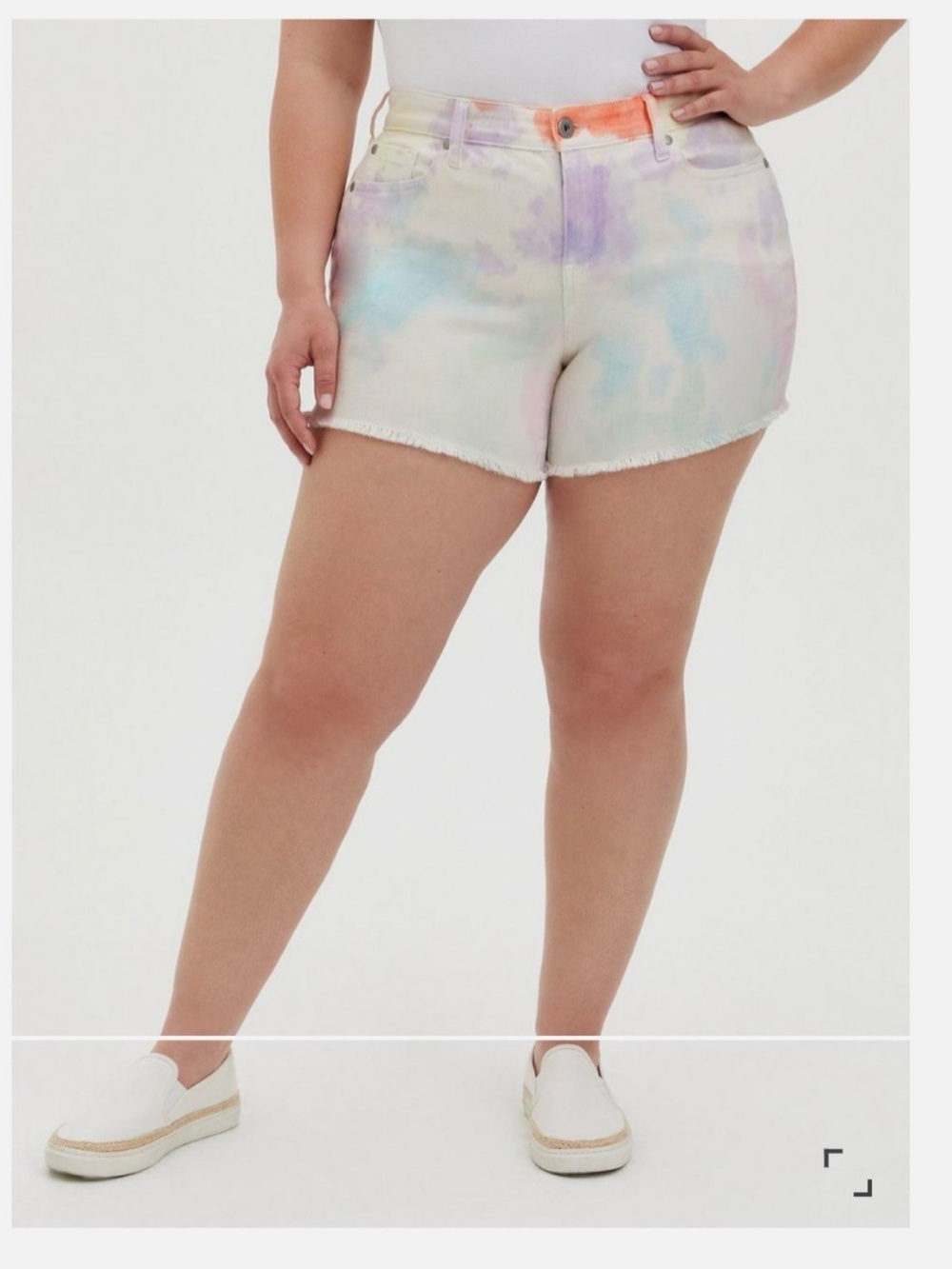 torrid Pastel Tie-Dye Denim Cutoff Shorts - Purple, Blue, Pink, Orange